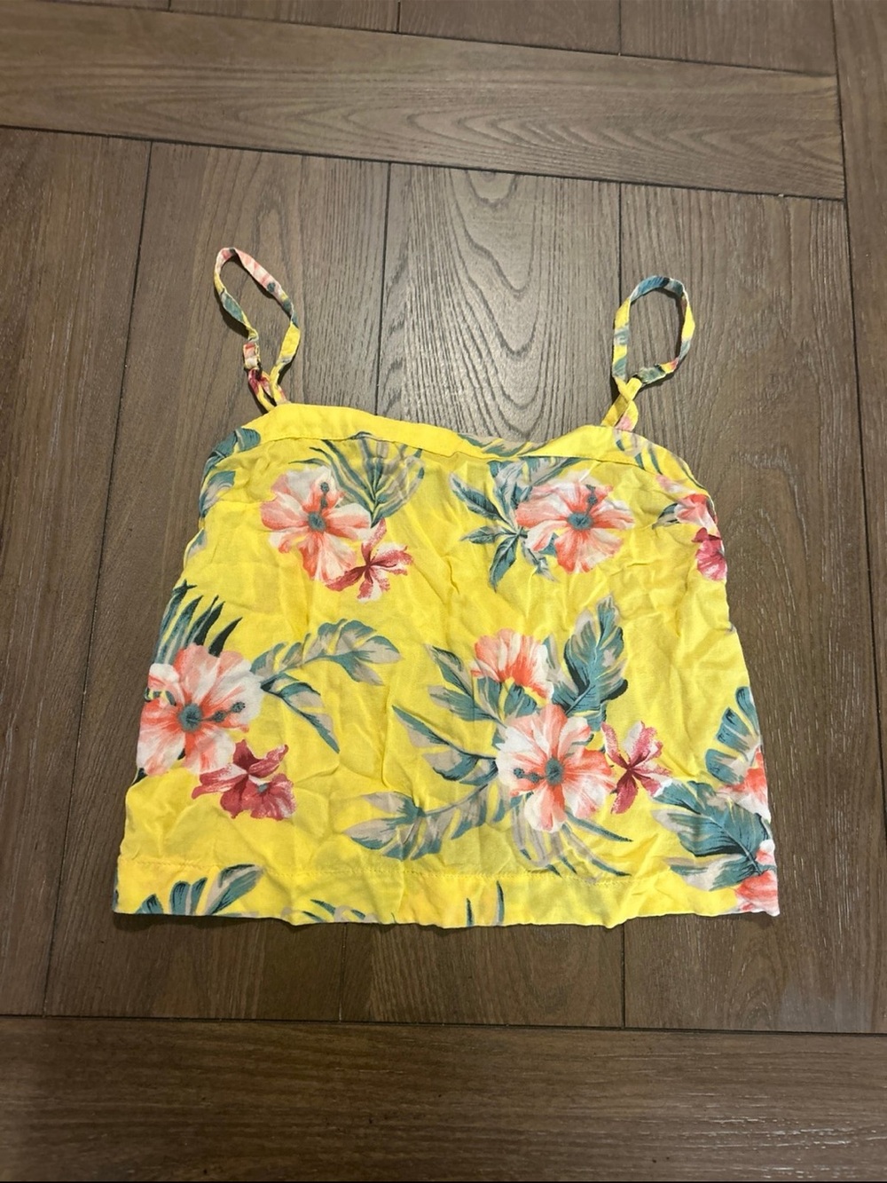 Hollister Yellow Floral Spaghetti Strap Camisole